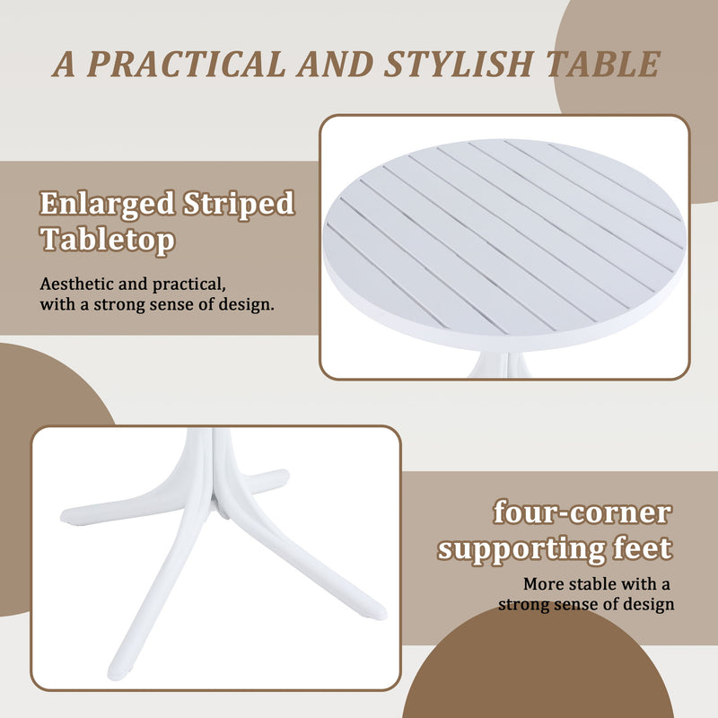 Modern Round Table, Waterproof, UV Resistant And Durable - White