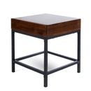 Industrial Style Storage Side Table With Iron Frame - Dark Oak