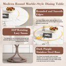 Round Dining Table With 360° Rotating Lazy Susan For Dining Room & Kitchen, 6 Chairs - White
