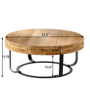 Modern Round Coffee Table With Wooden Carving Pattern