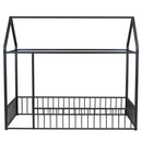 Twin Size Metal Bed House Bed Frame with Fence, for Kids, Teens, Girls, Boys, Black
