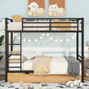 Full Size Convertible Bunk Bed With 2 Drawers Durable - Black