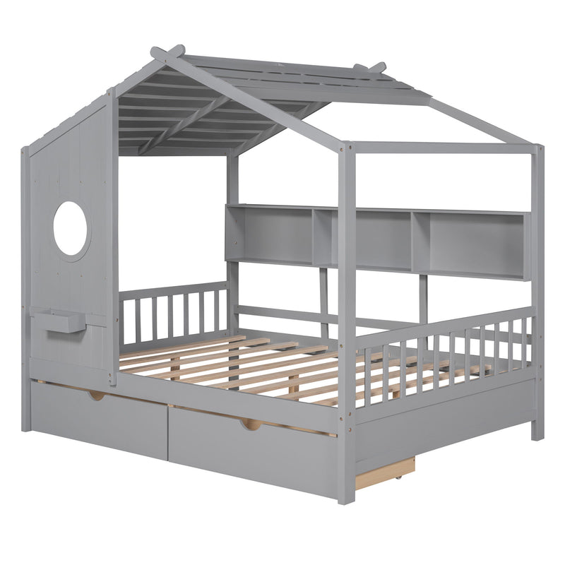 Modern Design House Bed With Storage Shelf