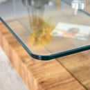 Modern 2 Tier Square Coffee Table, Elegant Marble Pattern