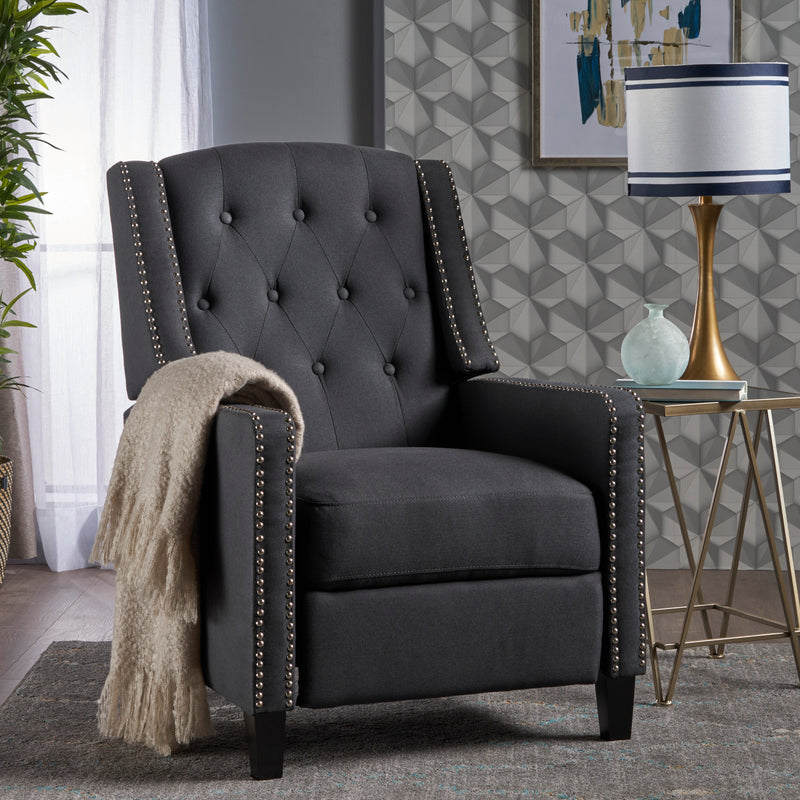 Classic Dark Grey Fabric Push Back Chair