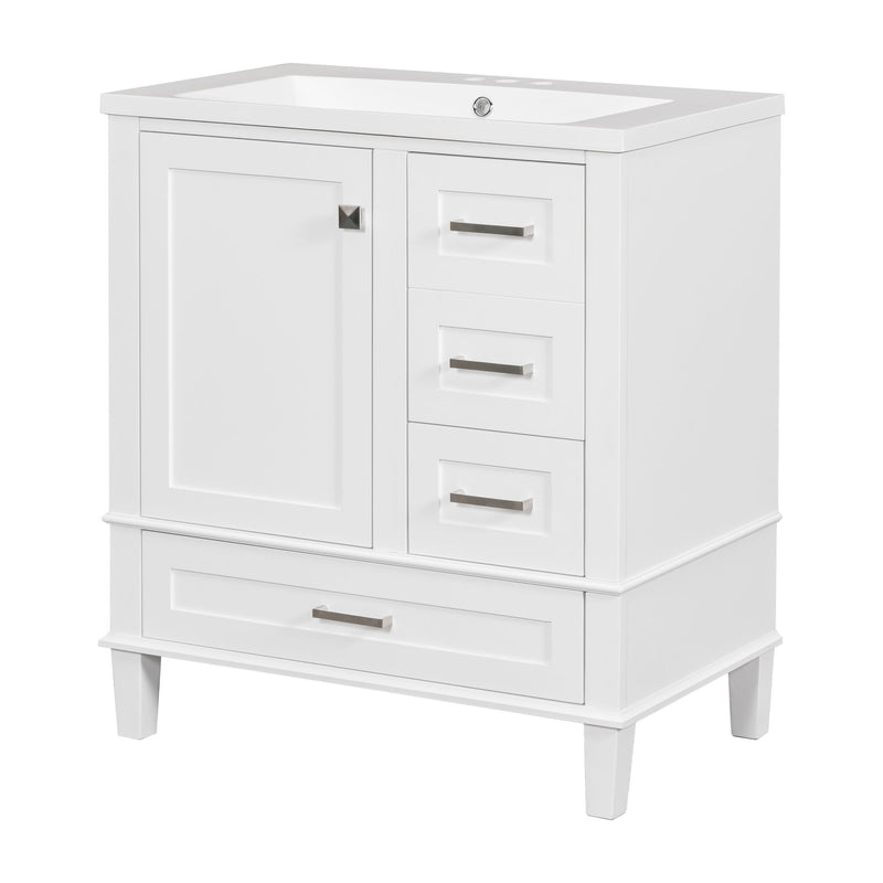 Bathroom Vanity, Modern Bathroom Cabinet With Sink Combo Set, Bathroom Storage Cabinet With A Soft Closing Door And 3 Drawers, Solid Wood Frame, Resin Basin