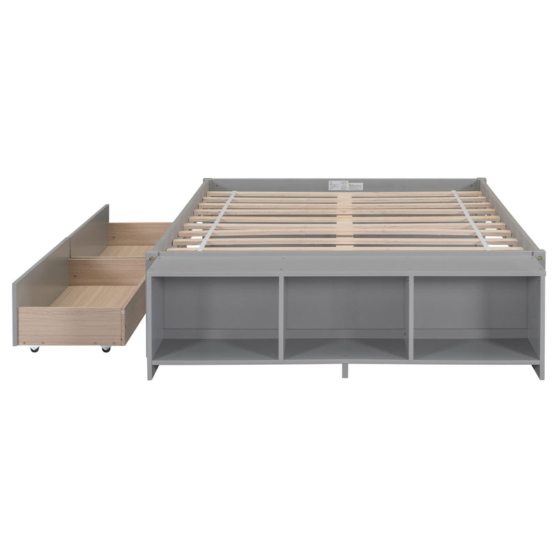 Bed With Storage Case, 2 Storage Drawers, Lengthwise Support Slat