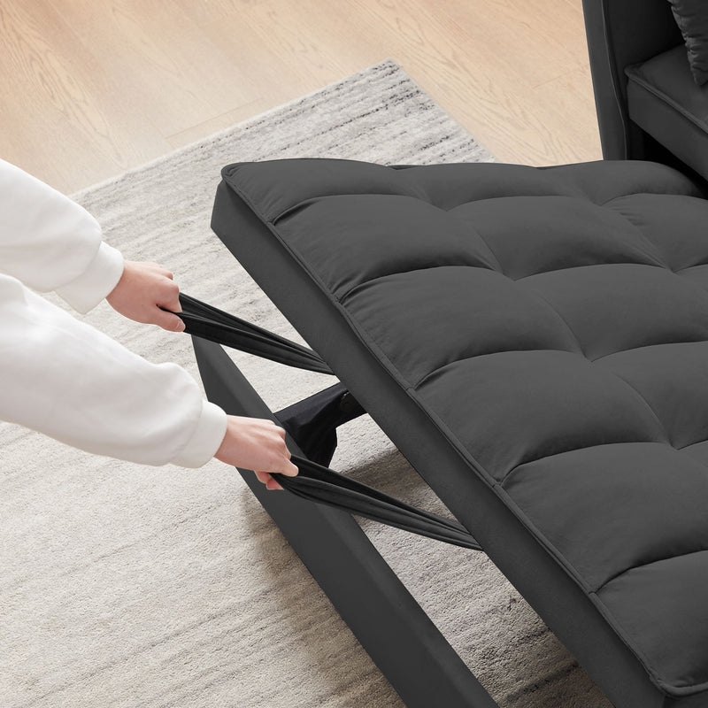 Modern Convertible Velvet Futon Loveseat With Sleeper Bed Function