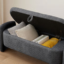 Ottoman Oval Storage Bench, 3D Lamb Fleece Bench With Large Storage Space For The Living Room, Entryway And Bedroom