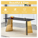 Marble Patterned Slab Dining Table With Steel Butterfly Legs