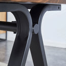 Suede Backrest Chairs With Metal Legs & Herringbone Dining Table Set