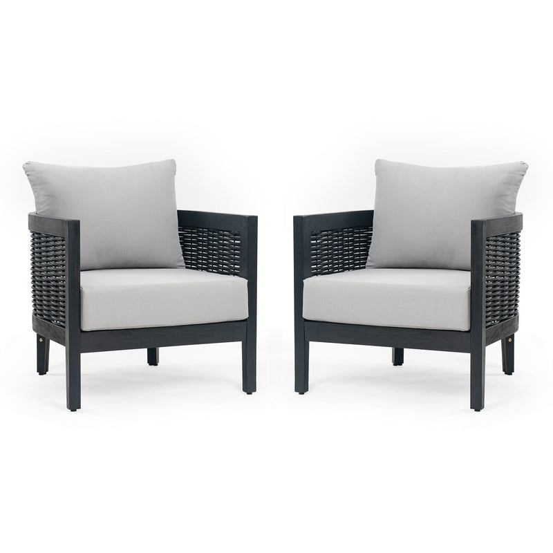 Outdoor Acacia Wood Club Chairs With Cushions
