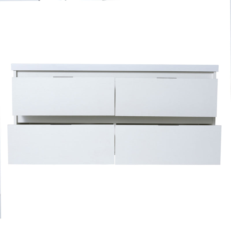 Modern Floating Bathroom Vanity With Dual Resin Sink, Soft Close Drawers
