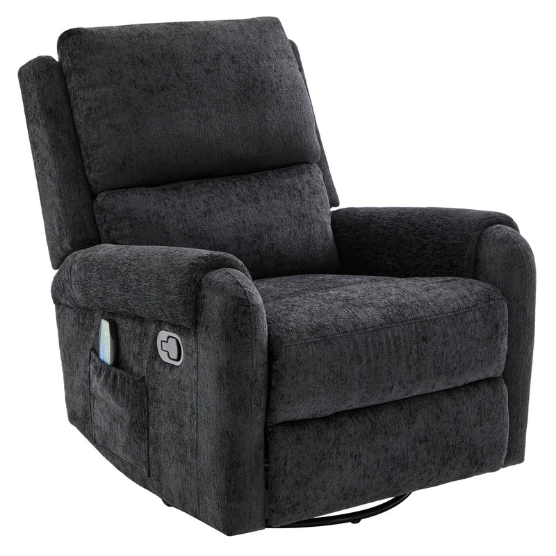 Manual Recliner Massage Chair With Swivel Rocker, 8 Massage Modes, Side Storage Pocket