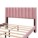 Queen Size Storage Bed Velvet Upholstered Platform Bed with a Big Drawer - Pink