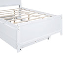 Full Size Platform Bed With Storage LED Headboard, Twin Trundle And 3 Drawers - White