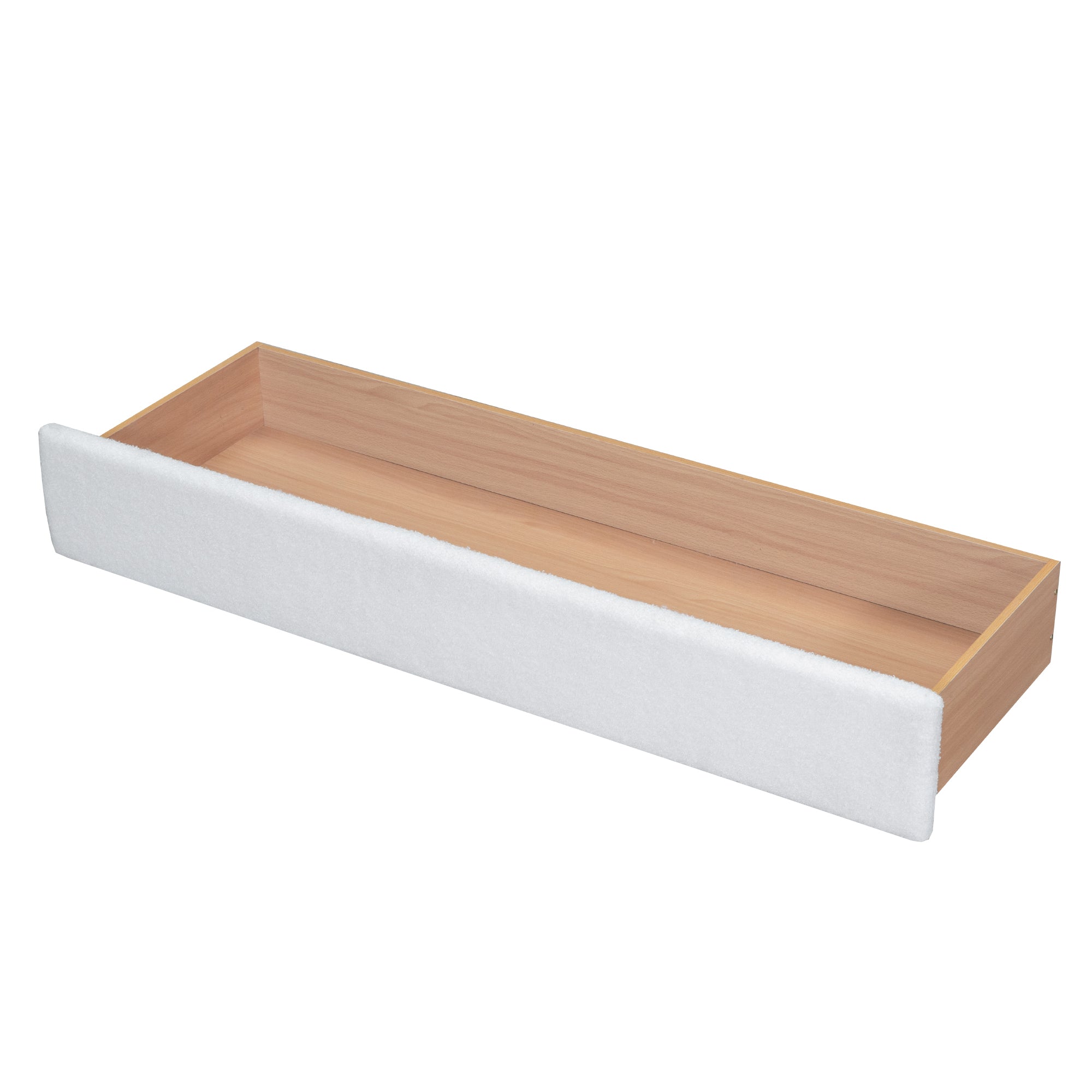 Teddy Fleece Queen Size Upholstered Platform Bed with Drawer, White - Atlantic Fine Furniture Melbourne FL