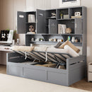 Daybed With All-In-One Cabinet And Shelf