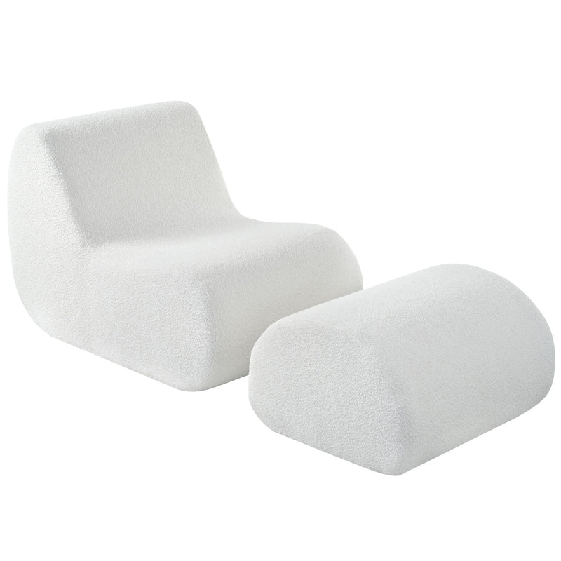 Curved Lounge Chair With Ottoman And High Resilience Foam