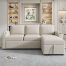 Convertible L Shaped Sofa Couch With Storage, Cup Holders, USB Ports