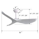 Indoor Ceiling Fan Without Light, 6 Speeds Reversible DC Motor, 3 ABS Blade Ceiling Fan White For Bedroom - White