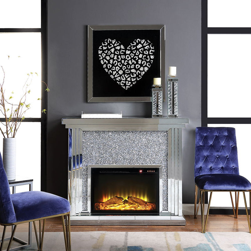 Noralie - Fireplace - Mirrored & Faux Diamonds - 40" - Atlantic Fine Furniture Inc