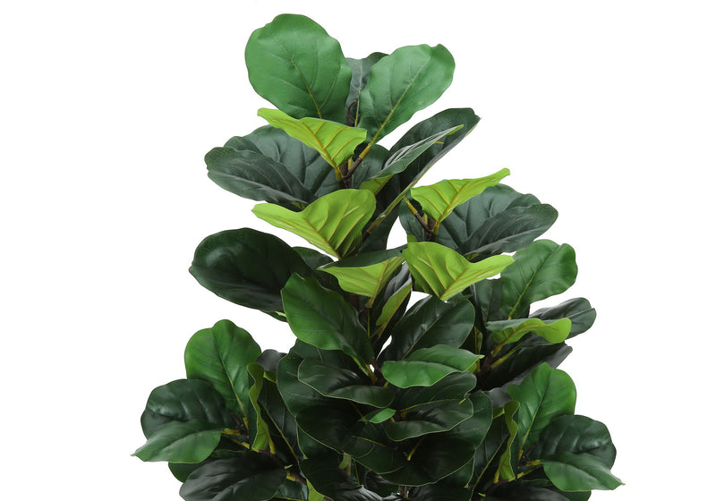 Artificial Plant, 47" Tall, Fiddle Tree, Indoor, Fake, Floor, Greenery, Potted, Real Touch, Decorative - Green / Black