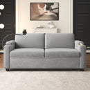 Corduroy Sleeper Sofa Loveseat Sofa With Full Size Mattress, 2 USB Ports, 2 Cup Holders, 2 Side Pockets And Phone Holder