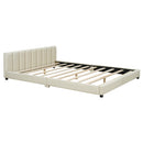 Queen Size & Twin XL Size Upholstered Platform Bed, Mother & Child Bed, PU Leather, Beige