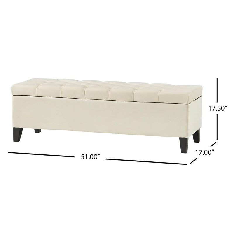 Nebulous - Upholstered Storage Ottoman With Diamond Tufting - Ivory