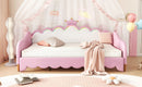 Extending Daybed With LED Lights, Modern Upholstered Princess Daybed With Crown Headboard