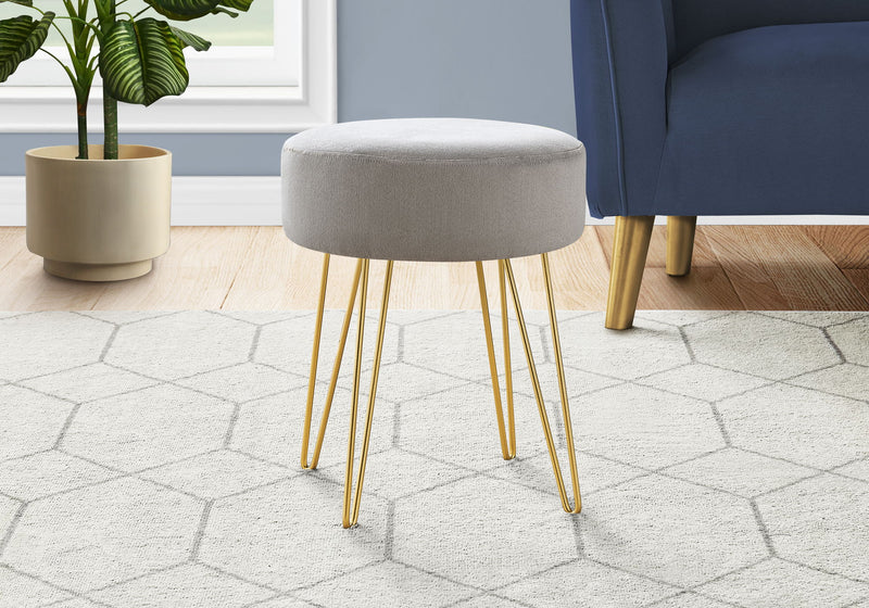 Ottoman, Pouf, Footrest, Foot Stool, Round Gold Metal Legs, Contemporary, Modern