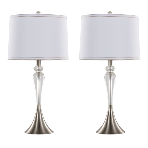 Ashland - Contemporary Crystal Table Lamp (Set of 2) - Clear Crystal / Nickel / White