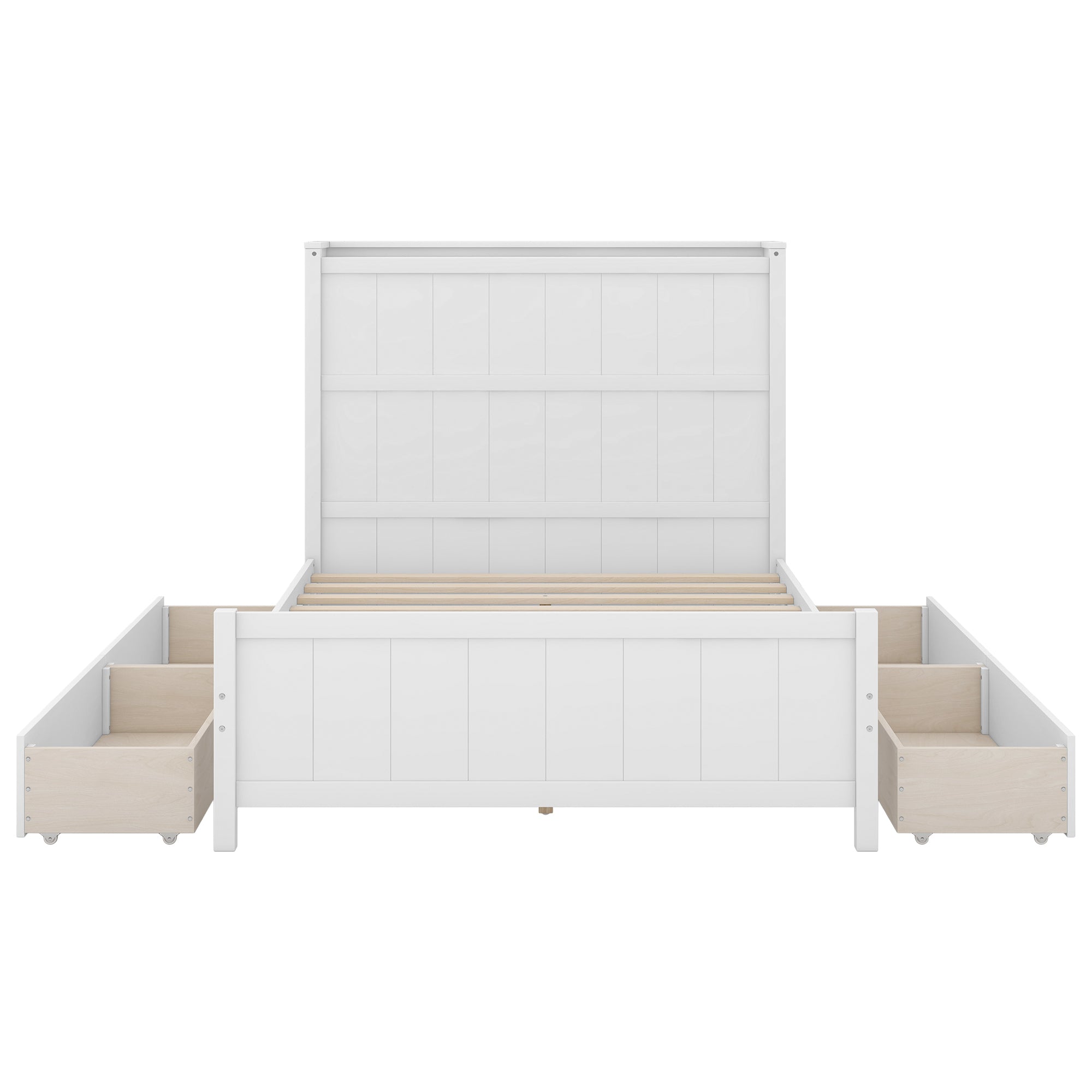 Full Size Platform Bed with Drawers and Storage Shelves, White - Atlantic Fine Furniture Melbourne FL
