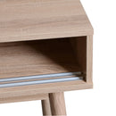 Rustic Entryway Console Table With Sliding White Doors And Wood Legs - Natural