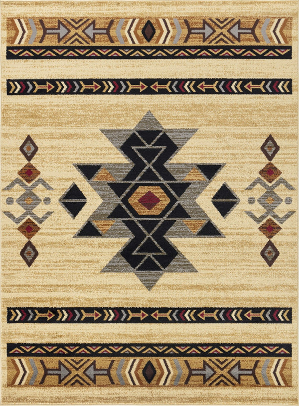 Tribes - 5'3" X 7'3" Southwest Area Rug Polypropylene - Cream