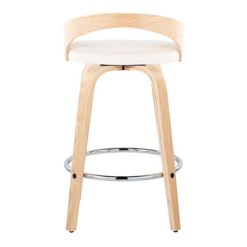 Grotto - Contemporary Fixed Height Counter Stool With Swivel With Round Footrest (Set of 2)