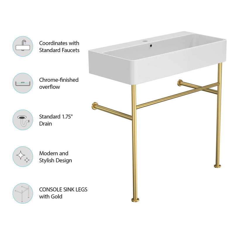Ceramic Console Bathroom Sink With Overflow