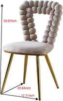 Modern Chair With Iron Tube Legs, Soft Cushions And Comfortable Backrest, Suitable For Dining Room, Living Room, Cafe, Hairball Back