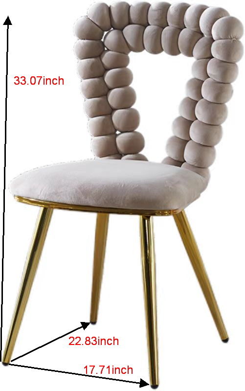 Modern Chair With Iron Tube Legs, Soft Cushions And Comfortable Backrest, Suitable For Dining Room, Living Room, Cafe, Hairball Back