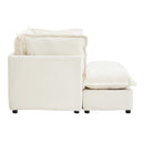 Modern Cozy Upholstered Armchair Sofa With Movable Ottoman