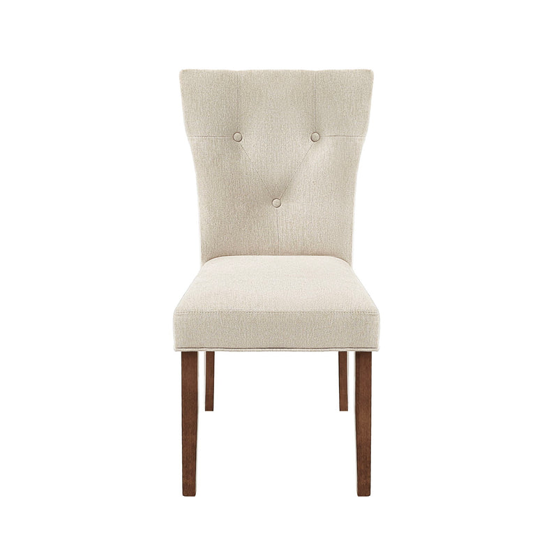 Modern Indoor Wood Dining Set With Chairs And Table, Rubber Wood, 6 Piece - Cream / Walnut