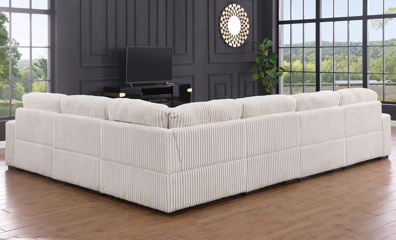 Nadine - 155.5"W Beige Corduroy Corner Sectional Sofa With Left-Facing Chaise