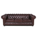 Traditional Tufted Leather Chesterfield Nailhead Sofa