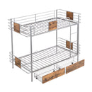 Twin Long Over Twin Long Bunk Bed With Guardrail And 2 Storage Drawers - Silver