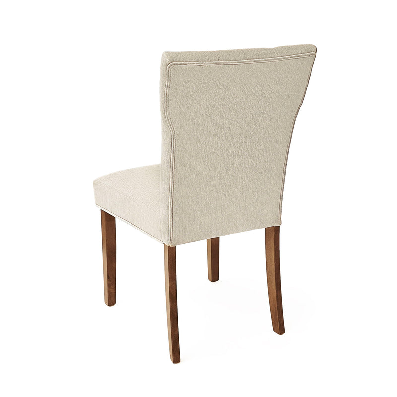 Modern Indoor Wood Dining Set With Chairs And Table, Rubber Wood, 6 Piece - Cream / Walnut