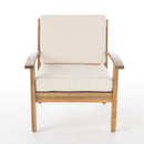 Outdoor Club Chair With Cushion And Acacia Wood Frame - Teak