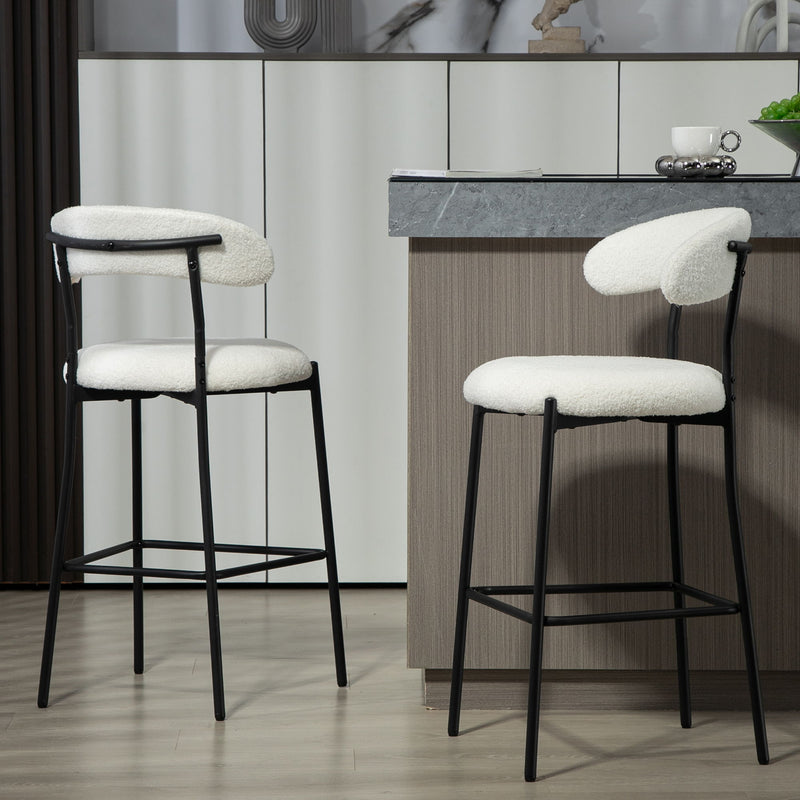 Counter Height Bar Stools Teddy Fabric Cover Kitchen Island Counter Bar Stool With Footrest