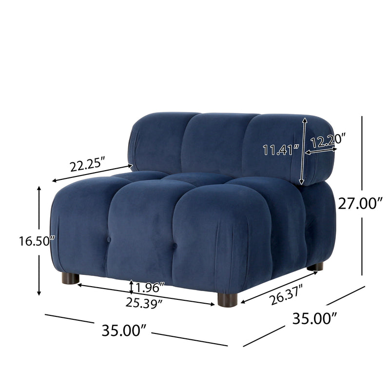 Sectional Modular Sofa, Armless - Dark Blue