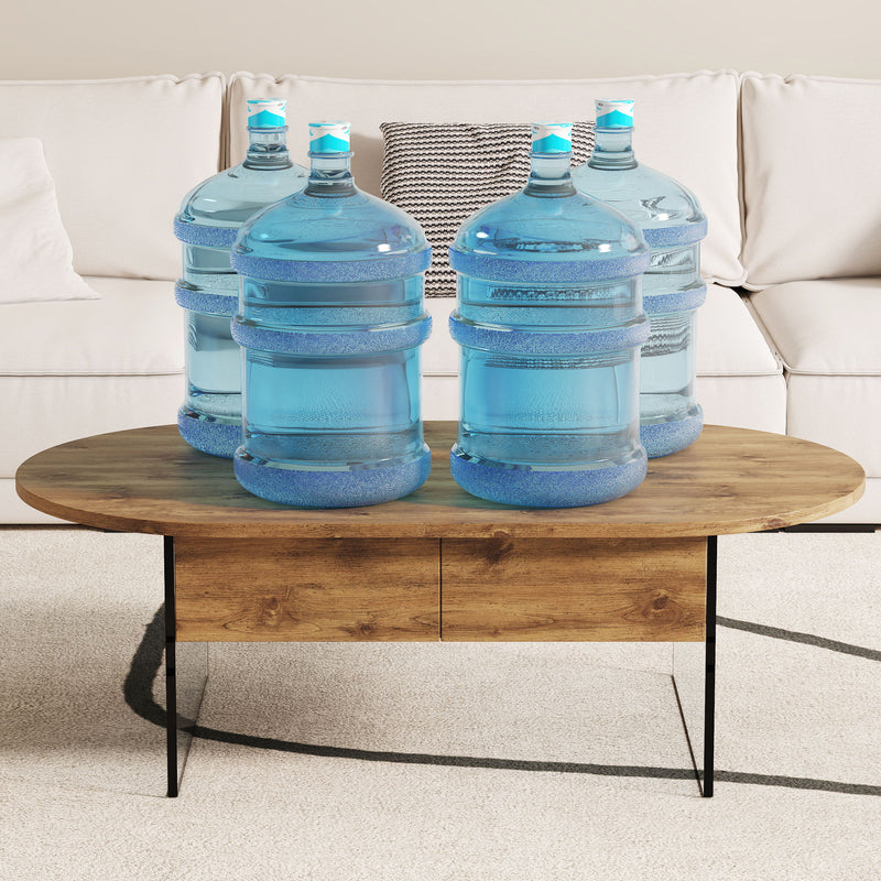 Elegant Coffee Table With Double Drawers And Transparent Glass Sides - Wood